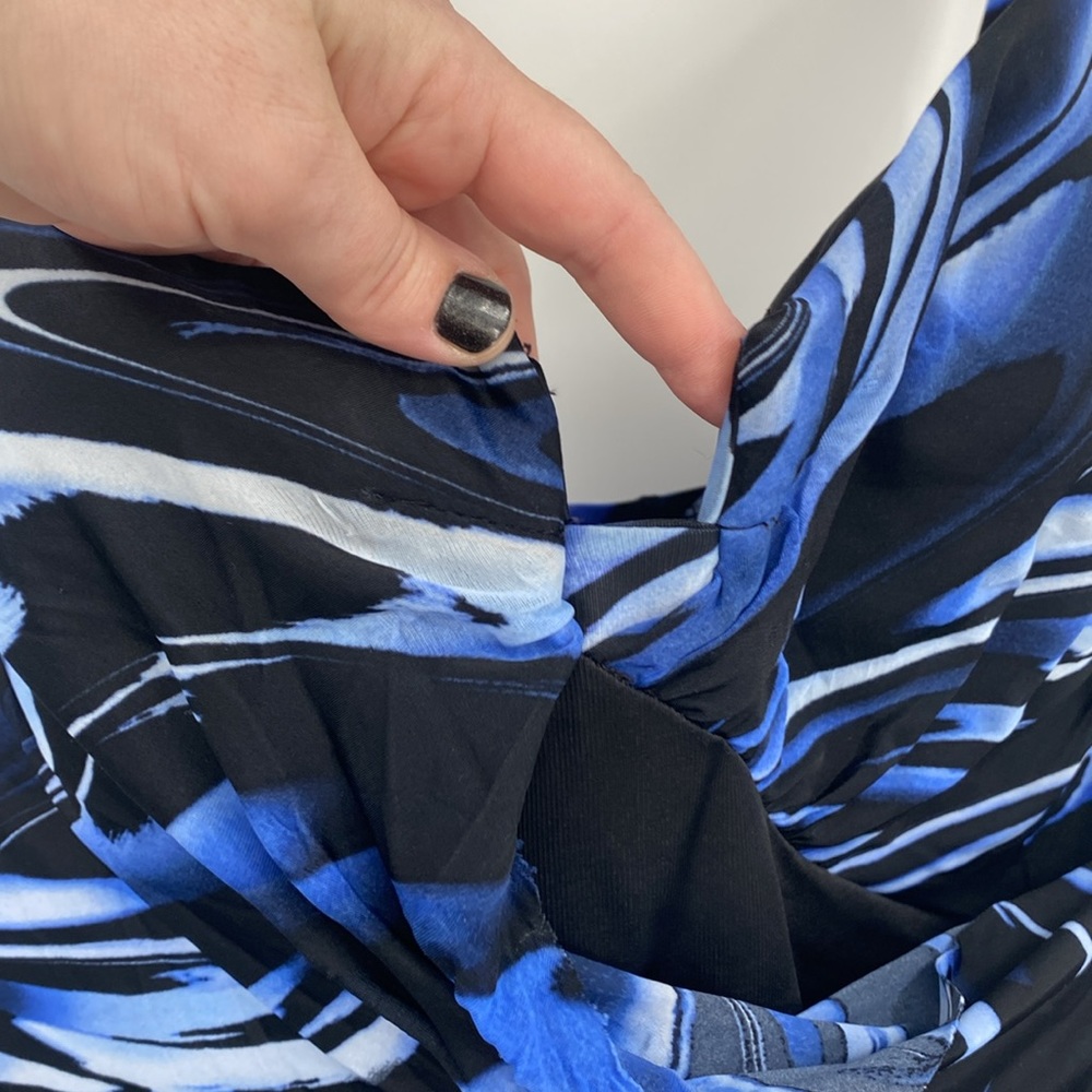 Miraclesuit One Piece Swimsuit Women Size 24W Blue Black Ruched Twist Front Wire - Picture 3 of 10